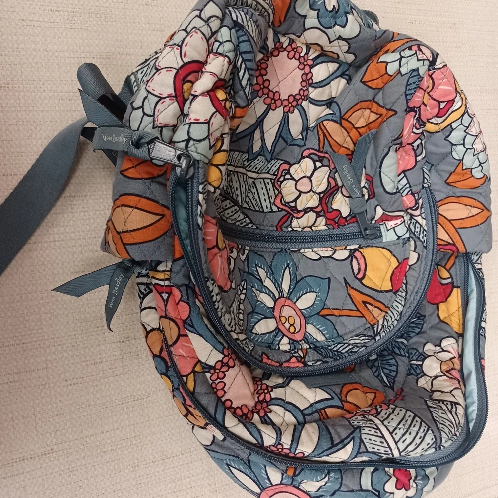 Vera Bradley Grey Floral Backback Bag - Picture 7 of 9